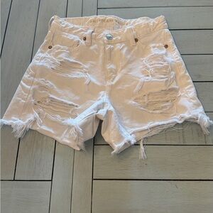 American Eagle Outfitters Women's White Distressed Shorts